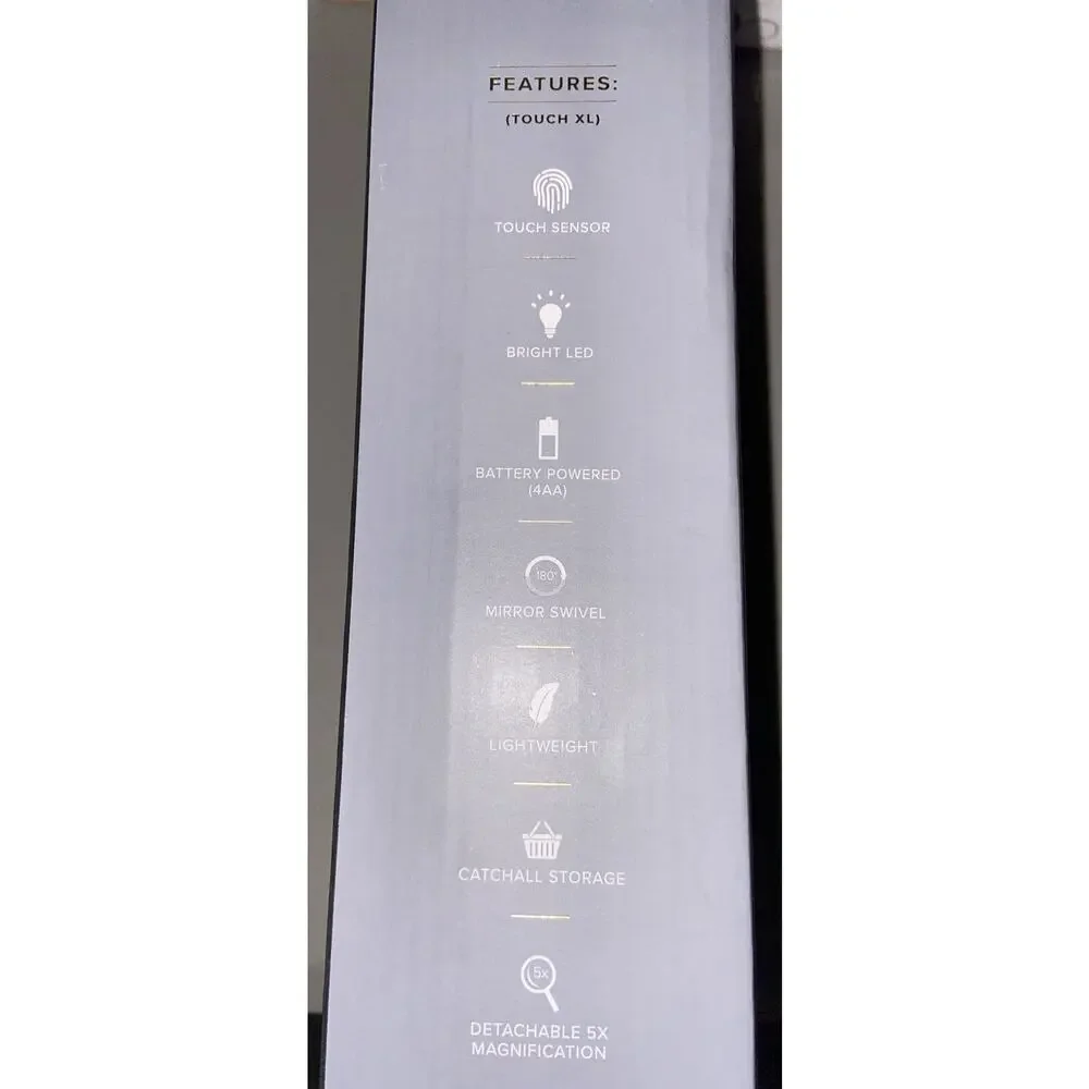 Impressions Vanity Touch The Set Black Makeup Mirror Touch Sensor Magnifying NEW